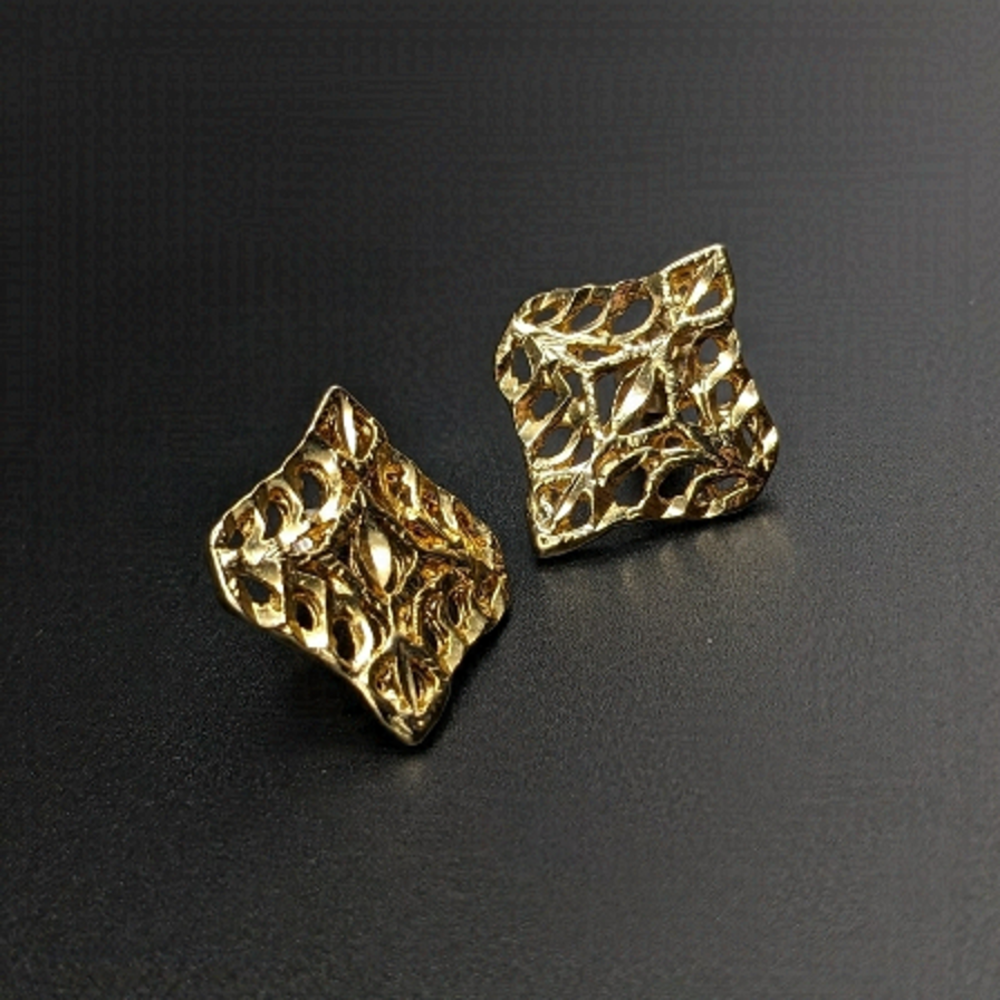 Vintage Gold Toned Diamond Cut Studs
